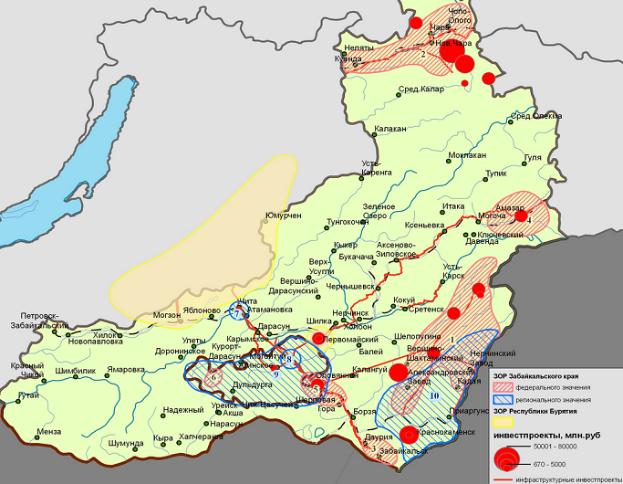 Map of development of Trans- Baikal mining and metallurgical complex